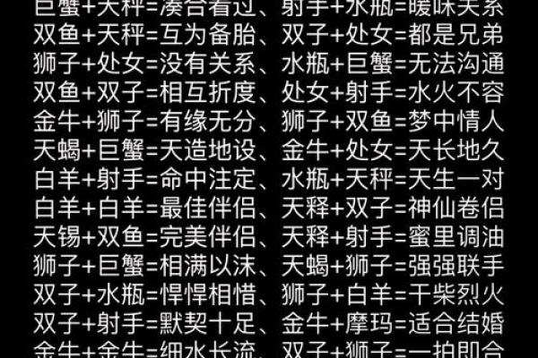 男女十二星座配对表