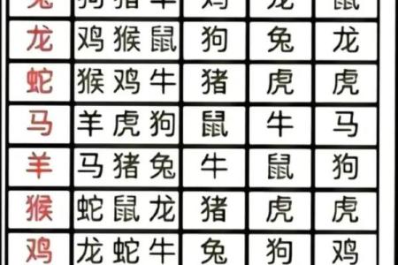 十二生肖配对表年龄