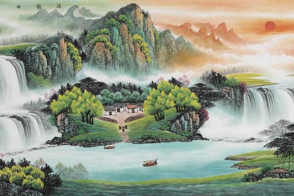 风水国画山水_家里挂聚宝盆山水画真的能改变风水嘛
