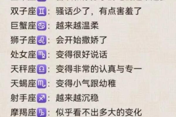不同星座有喜欢的人的表现和原因